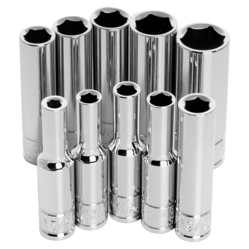 Ștuțuri în inch, mici, 10 bucăți, 1/ 4" adânc 73 cheie Ștuțuri în inch, mici, 10 bucăți, 1/ 4" adânc 73 cheie