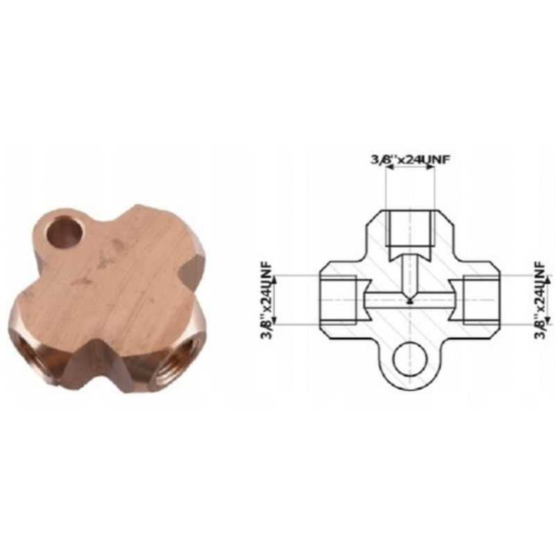 Piesă T - distribuitor țeavă de frână 3/ 8" Piesă T - distribuitor țeavă de frână 3/ 8"
