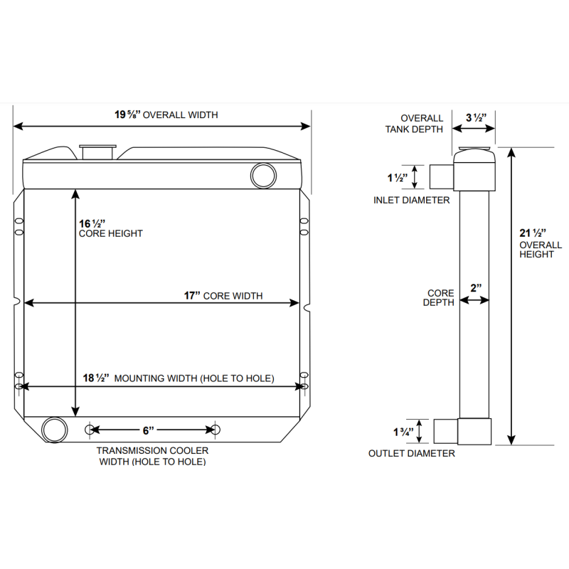 Schimbare radiator, intrare inferioară pe partea șoferului 64-66