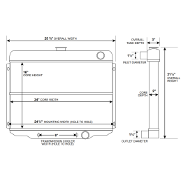 Radiator mărit 24" 289 302 351W 67-69