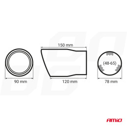 Terminație țeavă eșapament 3" pentru țeavă 48-65mm Oblică