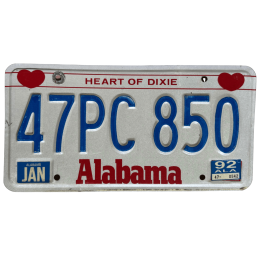 Placă de înmatriculare Alabama