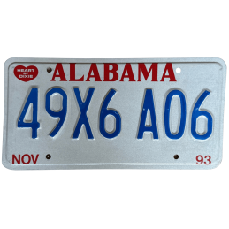 Placă de înmatriculare Alabama