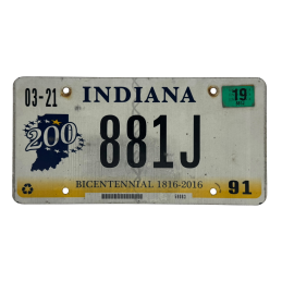 Placă de înmatriculare Indiana