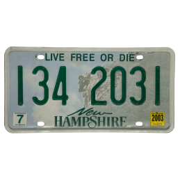 Placă de înmatriculare New Hampshire