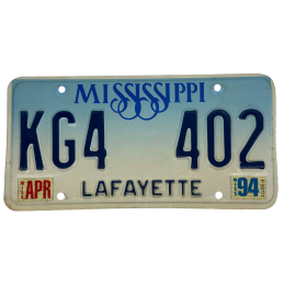 Placă de înmatriculare Mississippi
